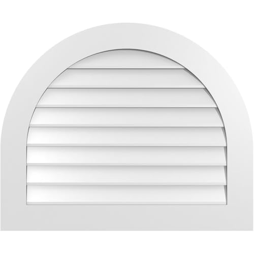 Ekena Millwork GVPRT34X2801SN Round Top Surface Mount PVC Gable Vent, Factory Primed White