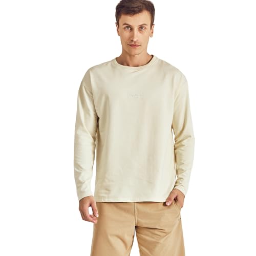 Image of Pepe Jeans Mens Full Sleeve T Shirt Beige
