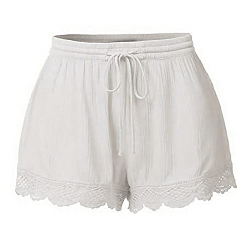 Short feminino de ioga para treino, acabamento em renda, cor lisa, para lazer, secagem rápida, leve,