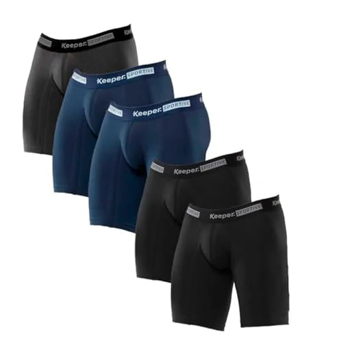 Kit 5 cuecas boxer long leg longa anti assadura esportiva academia corrida treino microfibra Keeper (2 Preto/2 Marinho/1 Chumbo) (BR, Alfa, M, Regular, 2 Preto/2 Marinho/1 Chumbo)