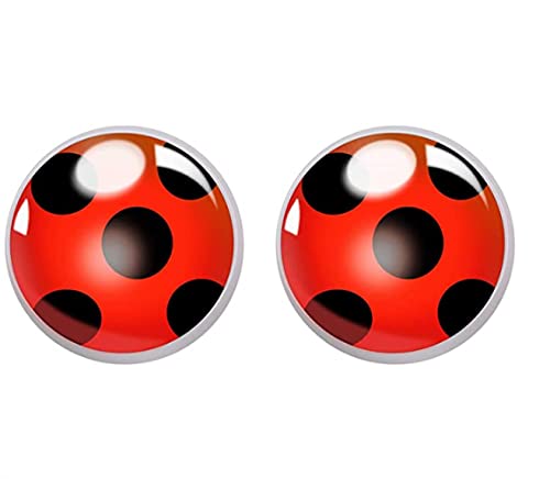 Handmade Ladybug Earrings For Girls - Cute Pierced Stud Earrings - Halloween & Cosplay Jewelry Gift - View #2
