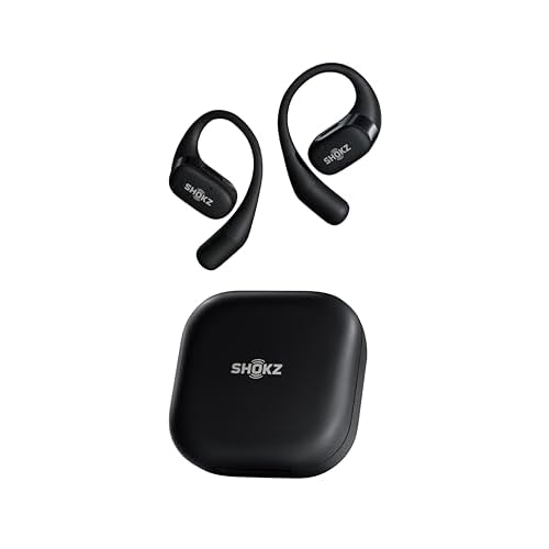 SHOKZ OpenFit-Open-Ear True Wireless Bluetooth Headphones with Microphone,Earbuds with Earhooks,Sweat Resistant,Fast Charging,28HRS Playtime,Compatible with iPhone&Android,Black,Bluetooth5.2