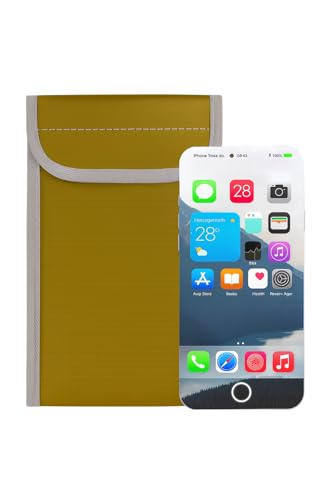 Faraday Phone Pouch – Signal Blocking RFID/Cell/WiFi/GPS Shielding Bag – Anti-Tracking Privacy Case for Smartphones & Key Fobs – Dual-Layer RF Isolation with Ripstop Exterior (Tan)