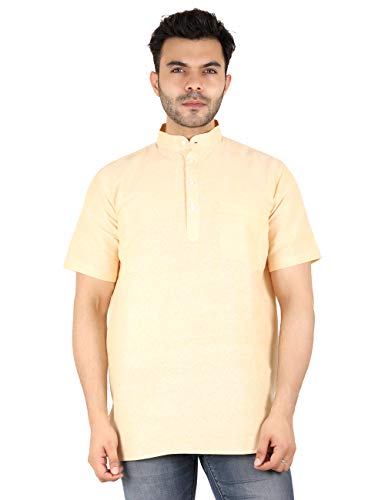 Image of LATEST CHIKAN Men's Cotton Regular Casual Strped Short Kurta Half Sleeves - (SK-LJ.DS.AS)