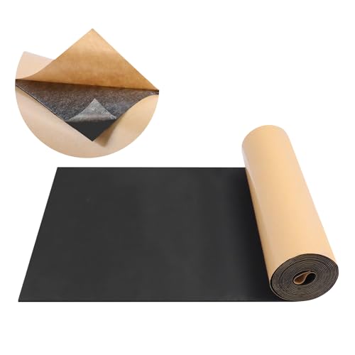 FONUNO Foam Padding Sheets with Adhesive Foam Insulation Neoprene Sheets Closed Cell Insulation Neoprene Rubber Roll for Gaskets Liner Crafts DIY Projects Black 12 Wide x 59 Long x 1/16 Thick