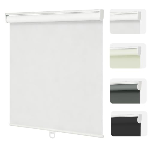 Changshade Blackout Roller Shades Cordless for Windows,100% Room Darkening Window Blinds for Bedroom,Thermal Insulated UV Protection,Easy Install Pull Down Shades for Home,24" w x 72" h,White