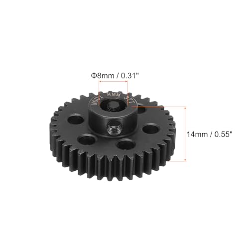 DMiotech M1 37Z Stahl 8mm Gehärtetes Ritzel Motorzahnrad für RC Auto Bürstenmotoren Ersatz Bürstenlose Motoren, RC Anwendungen für DIY RC Boot Drohne