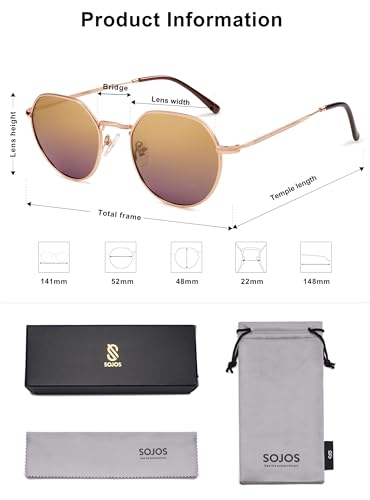 SOJOS Round Polygon Polarized Sunglasses for Women Men Retro Classic Vintage Panto Octagonal Shades SJ1157