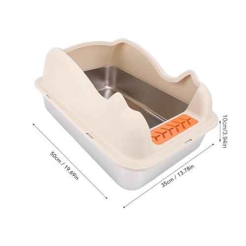 Arenero para gato abierto de acero inoxidable con lados altos miniatura 2