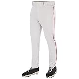 CHAMPRO Jungen Triple Crown 2.0 Tapered Bottom Baseball Pants with Braid Hose, White, Scarlet, Large