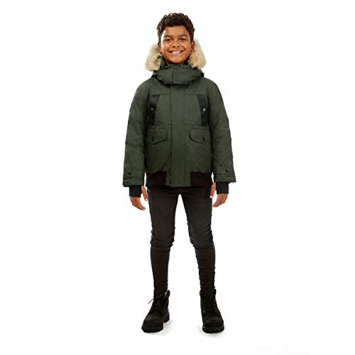 Triple F.a.t. Goose Saga Collection | Norden Boys Hooded Goose Down Jacket Parka With Real Coyote Fur (12/14, Olive) #TOP1
