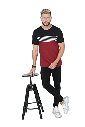 Image of fanideaz Mens Cotton Half Sleeve Striped Round Neck T Shirt