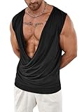 Floerns Men's Draped Cowl Neck Party Clubwear Ruched Sleeveless Tank Top Black Large