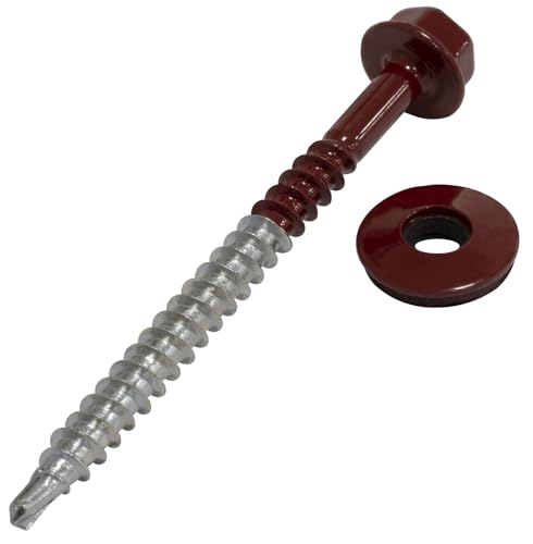 Miniatura 2 de Aerzetix - C73143 - Juego De 60 Tornillos Autoperforantes Metal-Madera Ø4.8x60mm Arandela De Sellado Epdm - Ral 3011 - Din 7504k - Huella Hexagonal 8mm - En Acero Al Carbono
