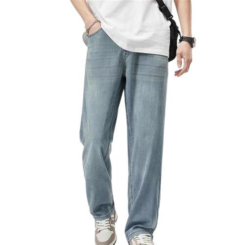 Men's Summer Jeans Thin Soft Straight Denim Pants Casual Wide Leg Trousers Classic Business Big Size - Main Image