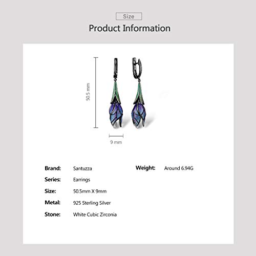 Santuzza Tulip Earrings 925 Sterling Silver Enamel Floral Drop Earrings Purple Flower Dangle Earrings For Women (Latch Back) #TOP5