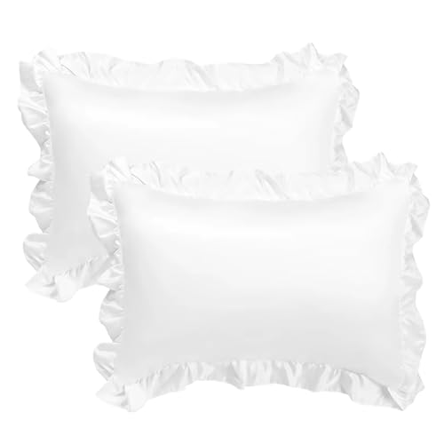 Ruffle Pillow Cases 2 PCS White, Elegant Victorian Ruffle Bedding Pillowcovers with Frilly Trim, Decorative Pillow Shams for Girls Bedroom - Cosy Home Interiors Ruffle Pillow Cases 2 PCS White, Elegant Victorian Ruffle Bedding Pillowcovers with Frilly Trim, Decorative Pillow Shams for Girls Bedroom