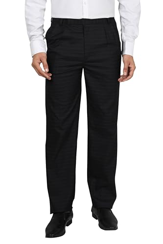 Image of Particle Pleat-Front Formal Trousers Checks Regular Fit Pants for Men, Waist Sizes 32-46