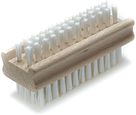 Konex Non-Slip Wooden Two-sided Hand and Nail Brush. Fingernail Brush for Nail Cleaning and Scrubbing. Heavy duty Stiff Nail Brush for Travel. Mechanic hand scrub brush with molded grip.