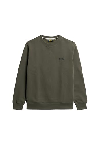 Superdry Men's Essential Logo Crew Neck Sweatshirt, Dark grey green, XXL