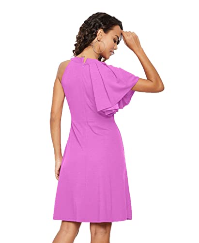 Image of Uptownie Lite Women's Stretchable Solid Fit & Flare Skater High Neck Knee-Length Dress