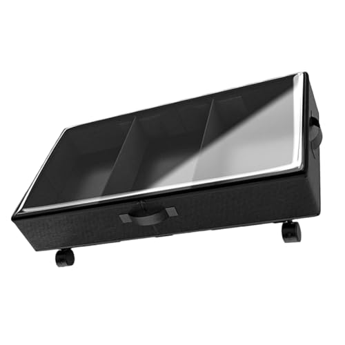 Garneck Bolsa Almacenamiento Ropa bajo Cama con Ruedas Gran Capacidad Oxford Duradera Compartimentos Secciones Ventana Transparente para Mantas y Edredones Organización Práctica y