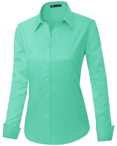 Image of J.VER Womens Dress Shirts Long Sleeve Button Down Shirt Wrinkle-Free Business Casual Blouse Office Work Tops