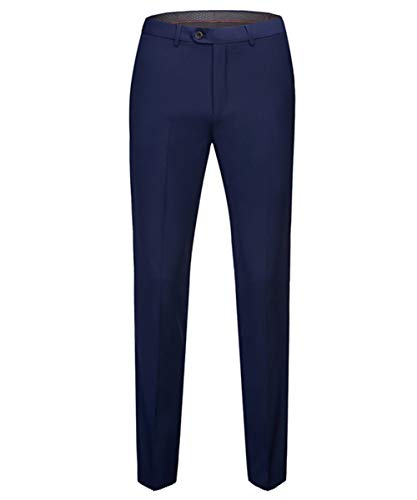 Sliktaa Homme Costume Élégant 3 Pièces Bleu Tuxedo Slim Fit Classique d'affaires Mariage Bals Veste+Gilet+Pantalon,M,Bleu - Image 5