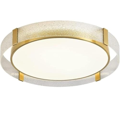 Plafonnier rond nordique en verre texturé et cuivre 50cm pour chambre