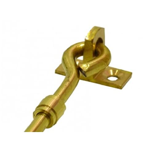 TERF® 100mm Polished Brass Cabin Door Hook and Eye Lock 100mm (4 inch) Cabinet Latch including Fixing Screw For Door Gate Window Closet Shed Latch - Image 5