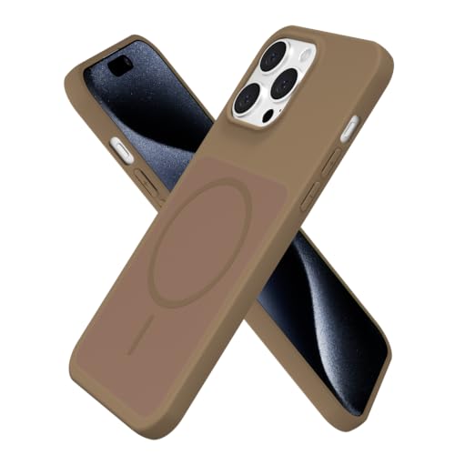 Coque iPhone 15 Pro silicone souple oakxco - Protection magnétique mate marron