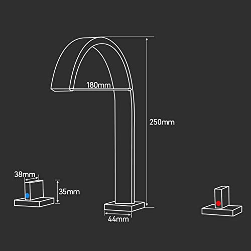 Robinet 3 trous lavabo mitigeur eau chaude et froide double commande laiton