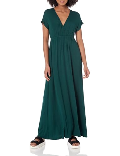 Image of Amazon Essentials Women's V Neck Short Sleeve Waisted Maxi Dress (Available in Plus Size)