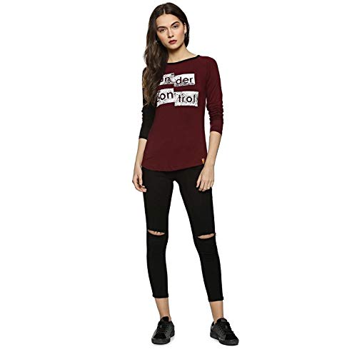 Image of Campus Sutra Women's Regular Fit Top (AZ119TOP BNKFS W UC AZ Ma: Bl Large)