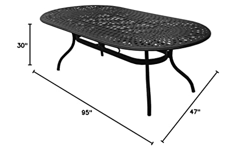 Oakland Living Modern Outdoor Mesh 95-In Black Oval Large Cast Aluminum Metal Patio Dining Table #TOP3
