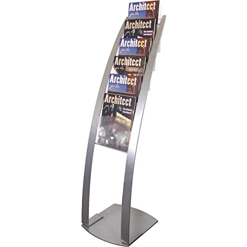 Deflecto Contemporary Floor Display, Magazine Size, Silver, 49” x 13” x 16-1/2” (693145)