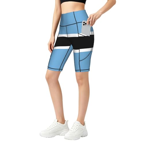 Short de yoga pour femme avec poches motif Botswana taille haute