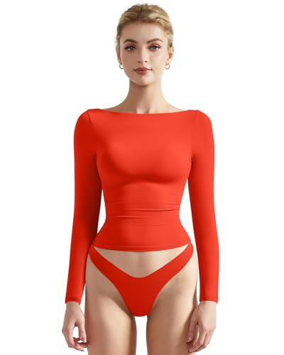 Women’s crew neck long sleeve double-lined crop top