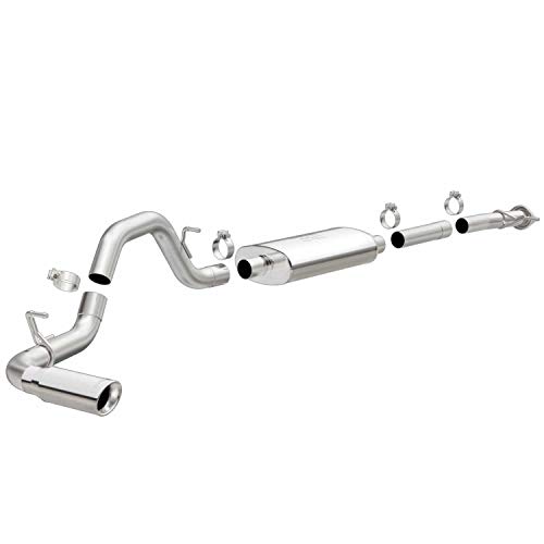 MagnaFlow Cat-Back Performance Exhaust System 19018 - Street Series, Stainless Steel 3in Main Piping, Single Passenger Side Rear Exit, Polished Finish 4in Exhaust Tip - Truck Performance Exhaust Kit
