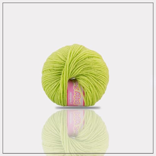 Image of Vardhman BabySoft Knitting Yarn | 100% Acrylic Wool | 4 Ply | Thin Knitting & Crocheting Hook Thread & Lightweight | Special Baby Wool | 150 Grams (6 Balls of 25g) | Machine Washable | Ideal for Blankets, Hats, Booties Ultra-Soft for Baby Sweaters, Blankets, Caps, Socks, Soft toys, Art & craft (Light Green No.96 & White No.18)
