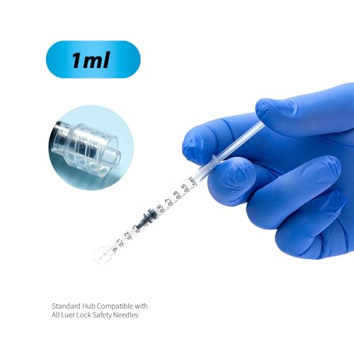 Image of 50 Pack 1mL Luer Lock Syringe No Needle, Sterile Individually Wrapped | Clear Plastic, Twist-On Luer Lock, for Pet Feeding, Lab Use, Liquid Transfer, Easy Dosing