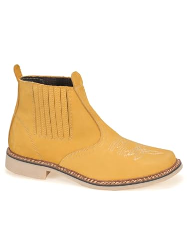 Botina Masculina Para Trabalho, Bota Botina Reforçada 100% Couro Legitmo (40, Amarelo)