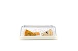Kilner Cheese Store Airtight Storage for Cheeses Removable Silicone Seal for Breathable Storage Ceramic Base for Serving Dishwasher Safe Glass Lid 8.5cm x 23.4cm x 15.3cm