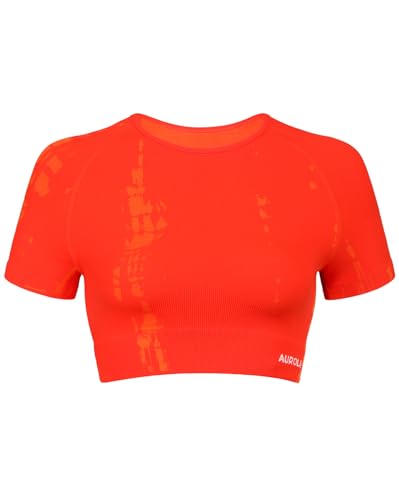 Image of AUROLA Serpent Snake Seamless Workout T-Shirts for Women,Short Sleeve Crop Top Gym Yoga Athletic Shirts Tee