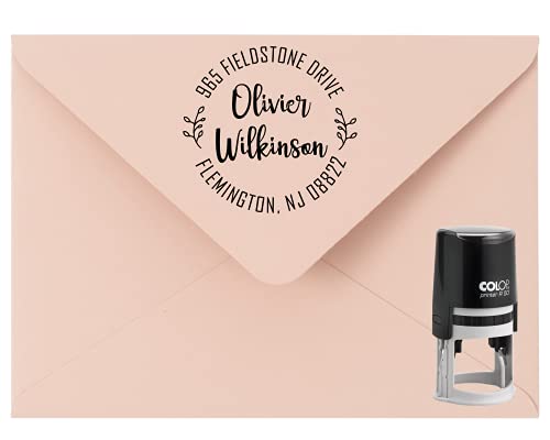 Custom Address Stamp, Self-Inking Round Monogram Address Stamp, Personalized Address Stamp #TOP5