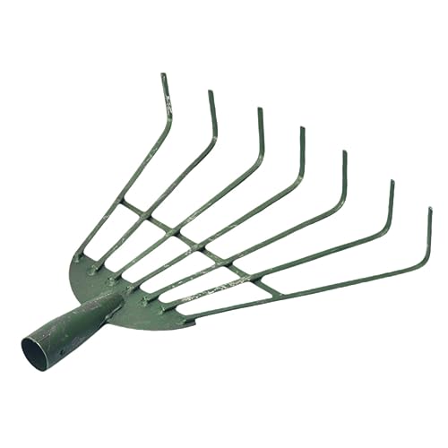 KONTONTY Râteau De Fer Outil Jardinage Râteau pour l'herbe Pelouse Houe De Jardin pour Désherber Râteaux Feuillage Artificiel Râteau Niveleur pour Gazon Acier Carbone