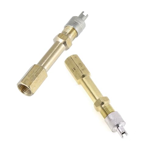 Ferianl 2PCS 50mm/1.97\" Car Tire Valve Extension Adaptor, Brass Auto Air Tire Valve Stem Extender, Inflation Straight Bore, Universal for Vehicles, Trucks, RVs, Bike, Motorcycle and More
