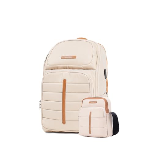 Image of THE ASSEMBLY Odyssey Weekender Laptop Backpack, Premium Polyester with Felt-Lined 15.6 inch Compartment, Adjustable Straps, Water-Resistant Black & Odyssey Sling Bag