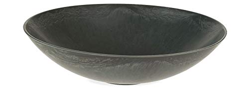 matches21 Pot de Fleurs Plat Rond pour jardinière Bol en Plastique Aspect marbre Gris 1 pièce - Ø 25x7 cm