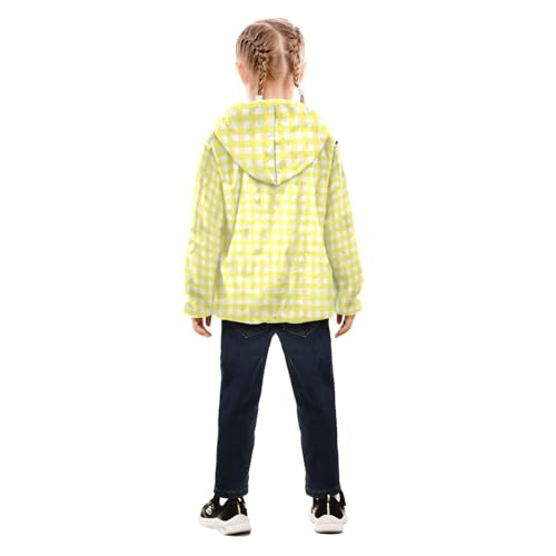 Gingham Yellow Buffalo Plaid Tartan Check Scotland Toddler Girl Sherpa Jacket4